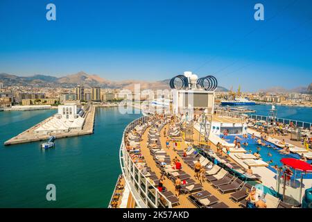 Italy, Sicily, Palermo arrival on board the cruise ship MSC Seaside Stock Photo