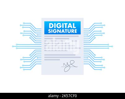 Electronic contract or digital signature concept. Vector stock illustration. Stock Vector