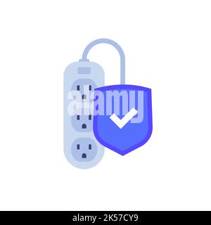 surge protector, power strip icon, type B socket Stock Vector