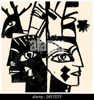 Original abstract digital composition - vector illustration (Ideal for printing on fabric or paper, poster or wallpaper, house decoration) Stock Vector