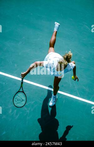 Steffi Graf GER) competing at the 1990 US Open Tennis Stock Photo