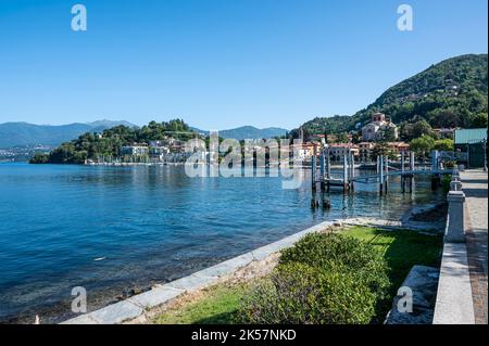 Laveno, Italy - 13-07-2022: Landscape of Laveno and the Lake Maggiore Stock Photo