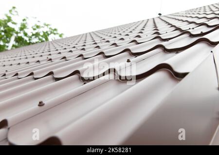 Close-up of roofing. Laying a new roof. Stock Photo