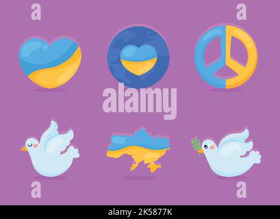 six ukraine no war set icons Stock Vector