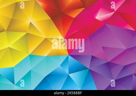 Polygonal rainbow mosaic background. Abstract low poly vector illustration. Triangular pattern, copy space. Template geometric business design with Stock Vector