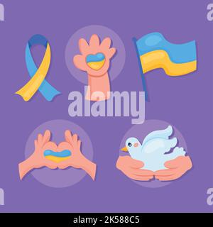 five ukraine no war set icons Stock Vector