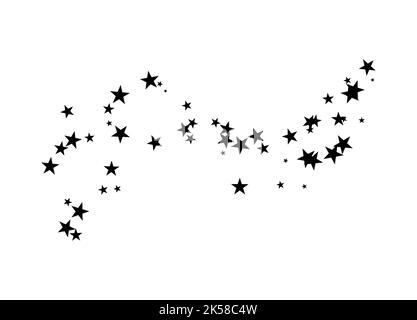 Fireworks star random source stream.  Falling Star. Stars on a white background. Stock Vector