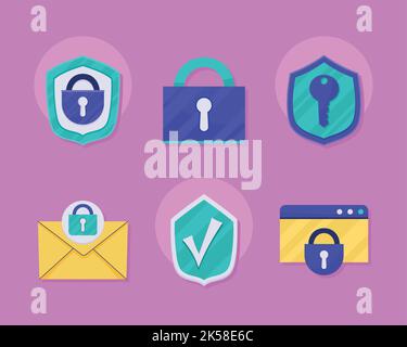 cyber security set six icons Stock Vector Image & Art - Alamy