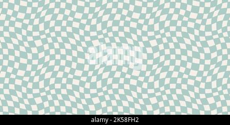 Seamless geometric pattern with woven and distorted checkers that create optical illusionVector illustration Stock Vector