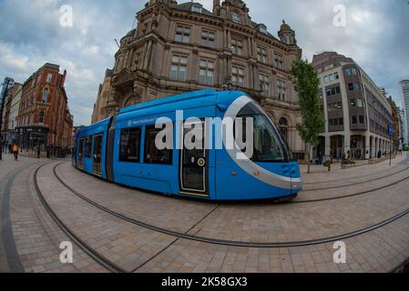 West Midlands Metro Tram in Birmingham, City Centre West Midlands, UK Stock Photo