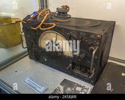 A R1155 radio receiver, commonly used in the Lancaster and other WWII British bombers, Spitfire and Hurricane Memorial Museum, Ramsgate, Kent, UK. Stock Photo