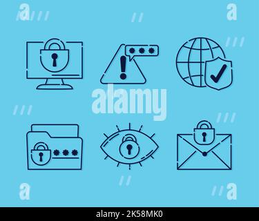 six cyber security set icons Stock Vector Image & Art - Alamy
