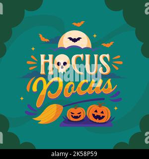 flat halloween hocus pocus lettering vector design illustration Stock Vector