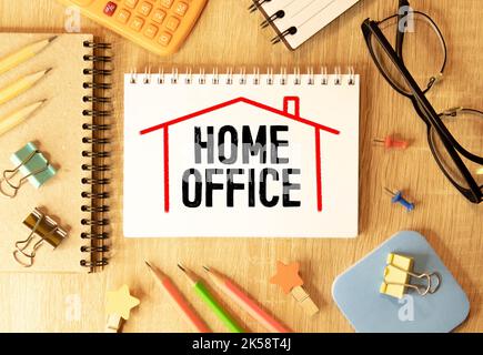 Empty office space while officer is working from home to avoid corona virus. Worker follows social distancing and stays at home to prevent COVID-19 or Stock Photo