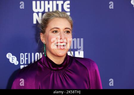 London, UK, 06/10/2022, Greta Gerwig attends UK premiere of White Noise during the 66th BFI London Film Festival Stock Photo