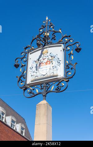 Town sign, High Street, Chelmsford, Essex, England, United Kingdom Stock Photo