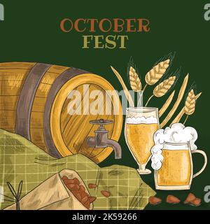 hand drawn oktoberfest vector design illustration Stock Vector