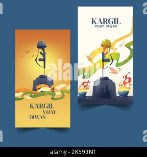 vector illustration of Kargil vijay diwas. Amar Jawan in hindi text of Amar Jawan. flag wrapping. Stock Vector