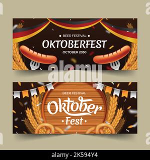 realistic oktoberfest banners set vector design illustration Stock Vector