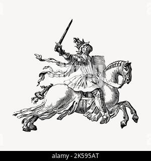 Knight riding horse clipart, medieval illustration vector Stock Vector ...