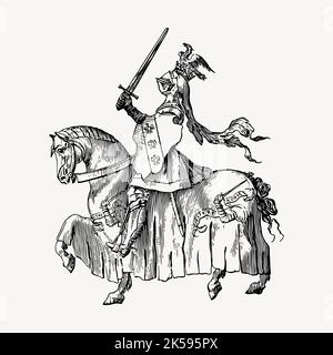 Knight riding horse clipart, medieval illustration vector Stock Vector ...