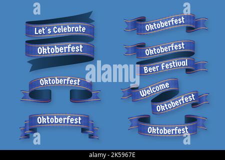 flat oktoberfest ribbons collection vector design illustration Stock Vector