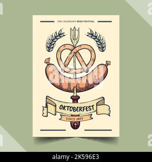 hand drawn oktoberfest vertical poster template vector design illustration Stock Vector
