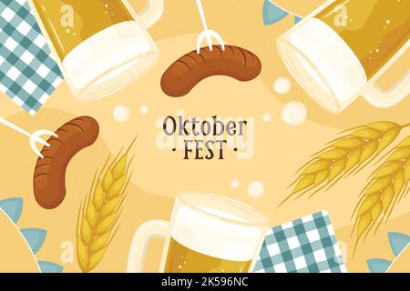 hand drawn oktoberfest background vector design illustration Stock Vector