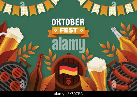 flat oktoberfest background vector design illustration Stock Vector