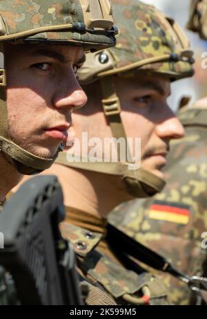 German Bundeswehr soldiers stand in line during the ceremonial oath in ...