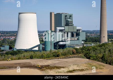 03.08.2022, Germany, North Rhine-Westphalia, Bergkamen - Steag power plant Bergkamen, coal-fired power plant. In 1981, the power plant on the Datteln- Stock Photo
