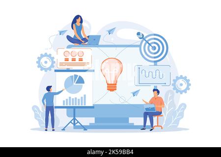 Company providing management training and office space. Business vector illustration incubator, business training programs vector illustration Stock Vector