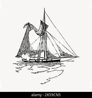 Sailing ship clipart, vintage vehicle illustration vector Stock Vector ...