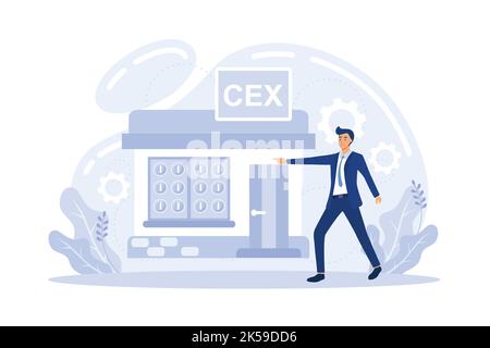 ICO , IEO, IDO metaphor. Investment funds. Blockchain ICO. Pre-sale Ventures. Initial coin offering. Investing at initial stage vector illustration Stock Vector