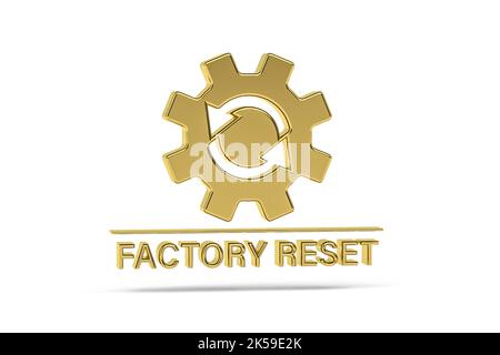 Golden 3d reset icon isolated on white background - 3D render Stock Photo