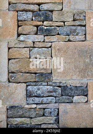 Unusual Dry stone wall. Cotswolds, England Stock Photo