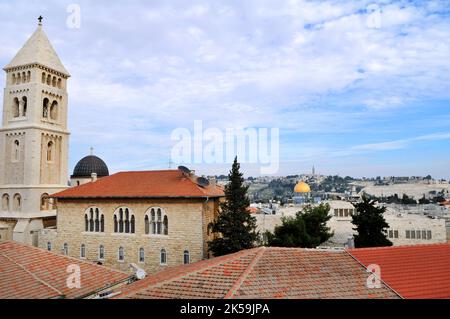 The Lutheran Church of the Redeemer in the Christian Quarter in the old city of Jerusalem. Stock Photo