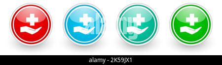 Hospital, medical help vector icons, colorful glossy buttons on white Stock Vector