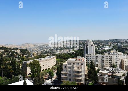 Views of South Eastern Jerusalem as seen from the top of the YMCA building on King David St in Jerusalem, Israel. Stock Photo