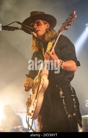 Milan Italy. 05 October 2022. The Icelandic band KALEO performs live on stage at Fabrique during the 'Fight To Flight Tour'. Stock Photo