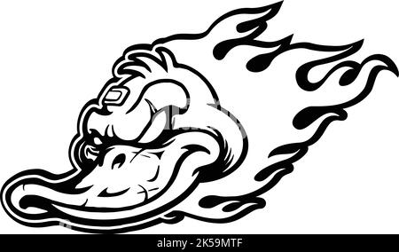 Flames Duck Mascot Logo Silhouette Vector illustrations for your work Logo, mascot merchandise t-shirt, stickers and Label designs, poster, greeting Stock Vector