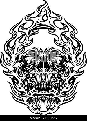 Fire Skull Silhouette Graphic Vector illustrations for your work Logo, mascot merchandise t-shirt, stickers and Label designs, poster, greeting cards Stock Vector