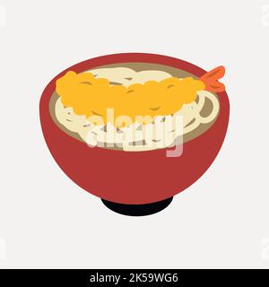 Ramen noodles clipart, Japanese food illustration vector. Stock Vector