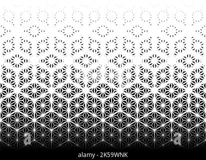 Geometric pattern of black figures on a white background.Seamless in one direction.Option with a AVERAGE fade out.Ray method.Additional diamond-shaped Stock Vector