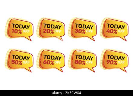 vector banner set today discount promotion percent Stock Vector