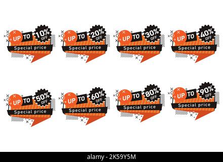 set of banners discount percent geometry vector Stock Vector