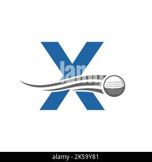 Letter X Golf Logo Symbol. Hockey Design Based Alphabet Vector Template Stock Vector