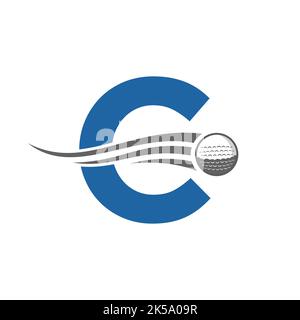 Letter C Golf Logo Symbol. Hockey Design Based Alphabet Vector Template Stock Vector