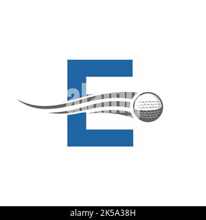 Letter E Golf Logo Symbol. Hockey Design Based Alphabet Vector Template Stock Vector