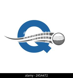 Letter Q Golf Logo Symbol. Hockey Design Based Alphabet Vector Template Stock Vector